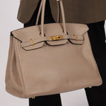 Hermès 2010 Gris Tourterelle Clemence Birkin 35 Retourne GHW - FashioNica
