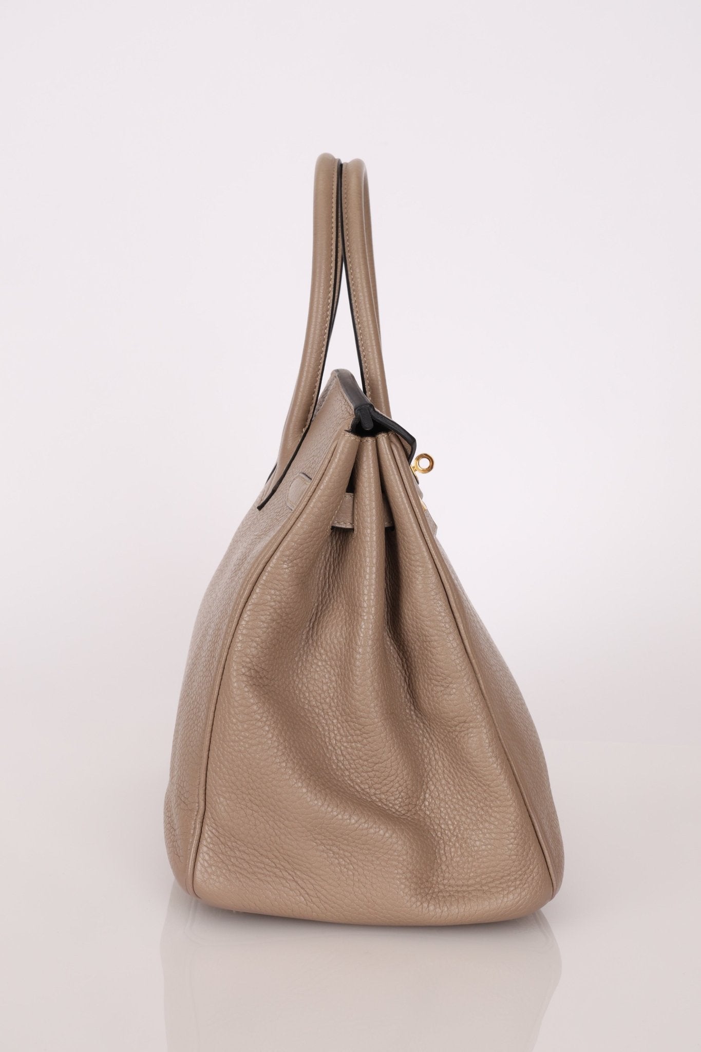 Hermès 2010 Gris Tourterelle Clemence Birkin 35 Retourne GHW - FashioNica