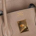 Hermès 2010 Gris Tourterelle Clemence Birkin 35 Retourne GHW - FashioNica