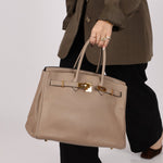 Hermès 2010 Gris Tourterelle Clemence Birkin 35 Retourne GHW - FashioNica