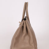 Hermès 2010 Gris Tourterelle Clemence Birkin 35 Retourne GHW - FashioNica