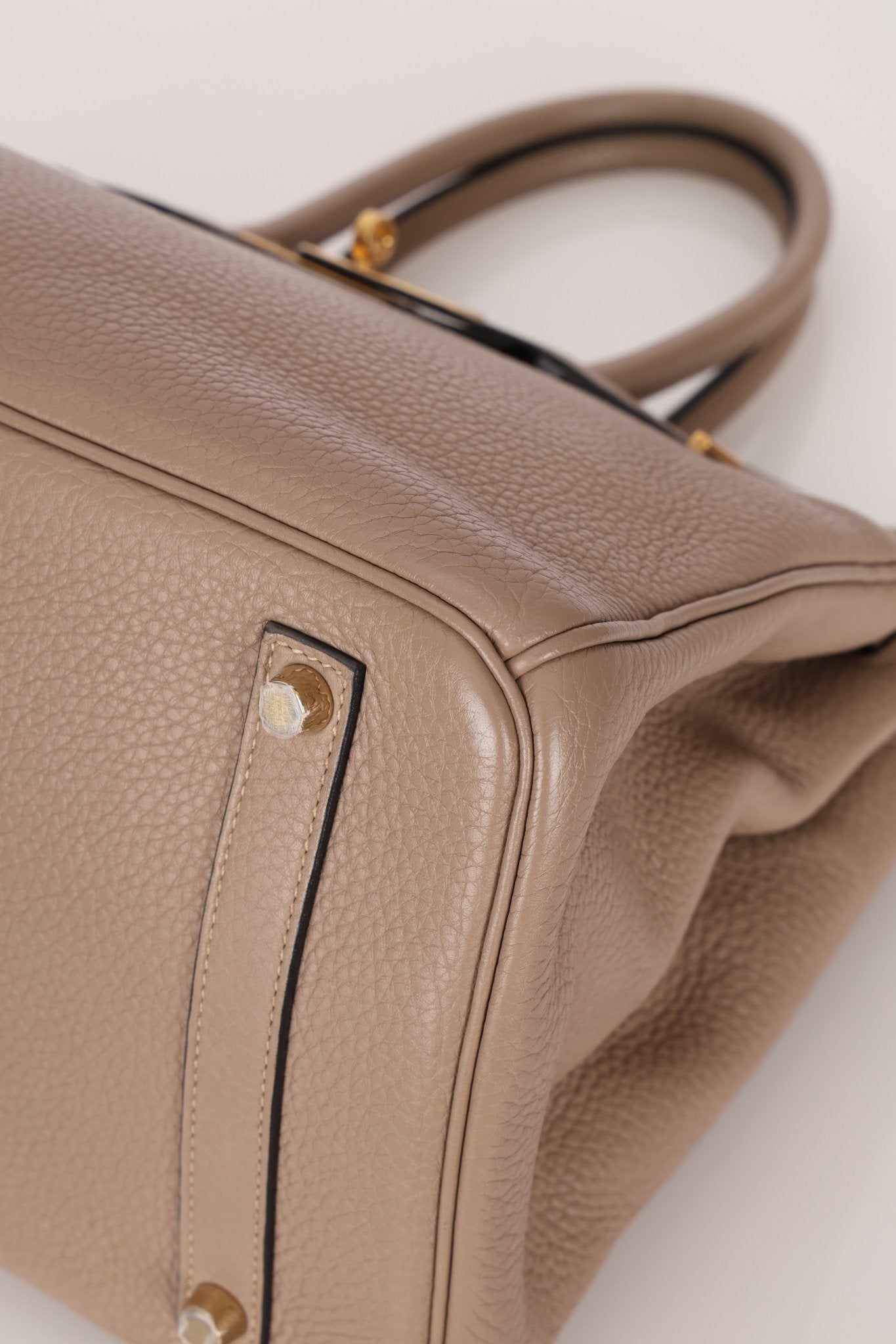 Hermès 2010 Gris Tourterelle Clemence Birkin 35 Retourne GHW - FashioNica