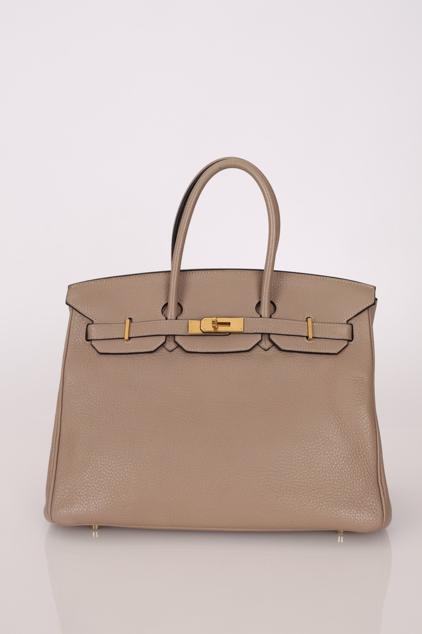 Hermès 2010 Gris Tourterelle Clemence Birkin 35 Retourne GHW - FashioNica