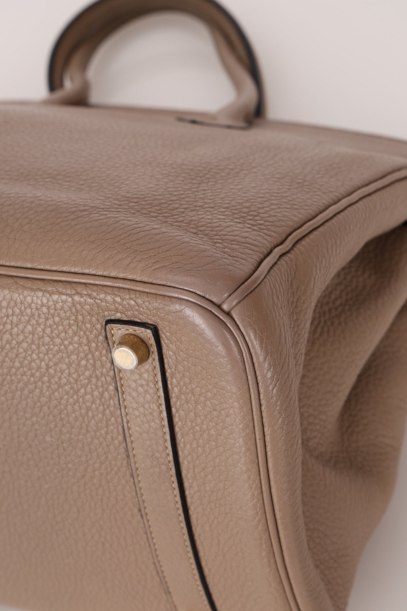 Hermès 2010 Gris Tourterelle Clemence Birkin 35 Retourne GHW - FashioNica