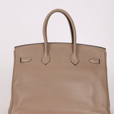 Hermès 2010 Gris Tourterelle Clemence Birkin 35 Retourne GHW - FashioNica