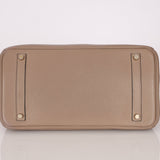 Hermès 2010 Gris Tourterelle Clemence Birkin 35 Retourne GHW - FashioNica