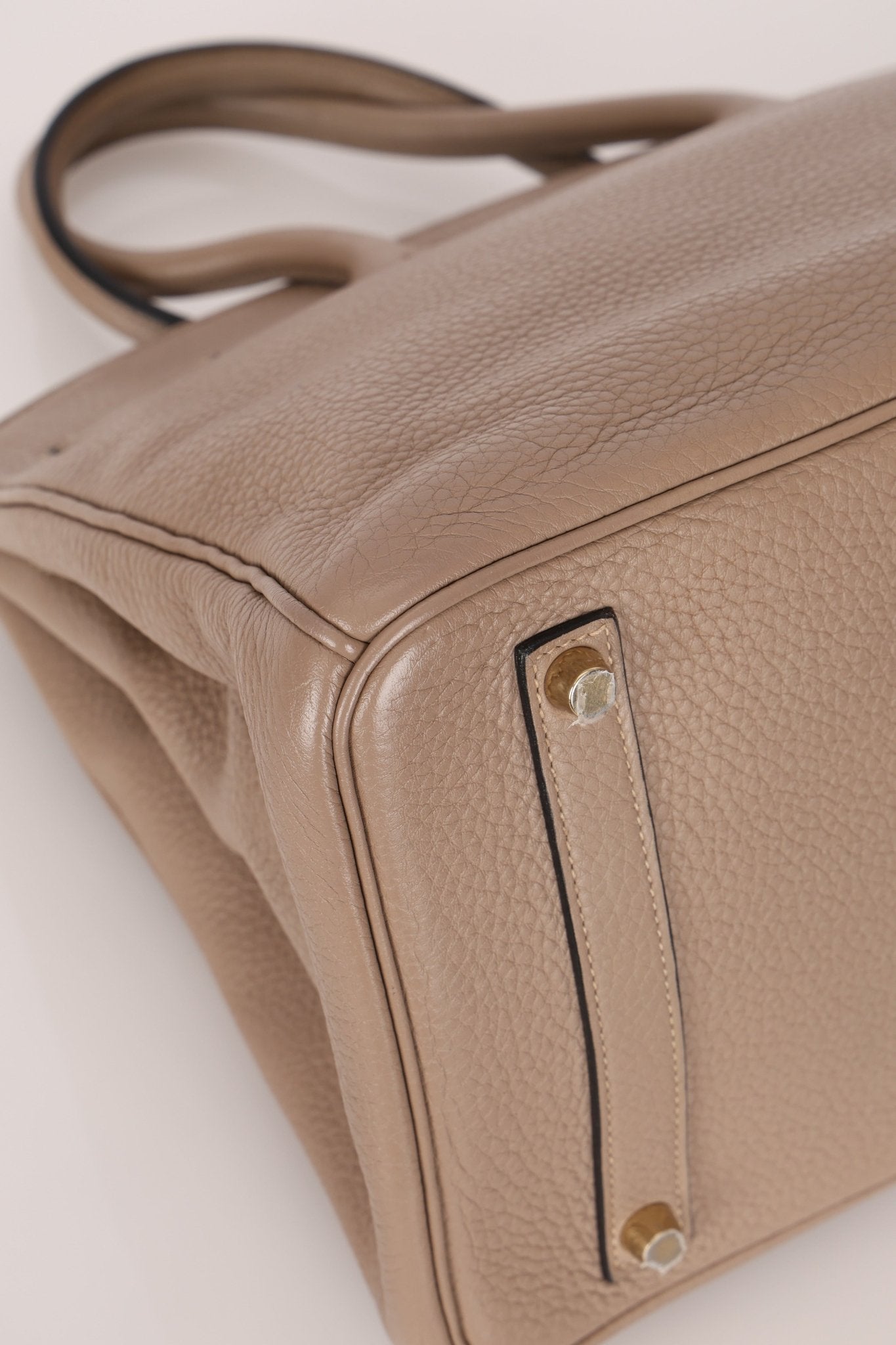 Hermès 2010 Gris Tourterelle Clemence Birkin 35 Retourne GHW - FashioNica