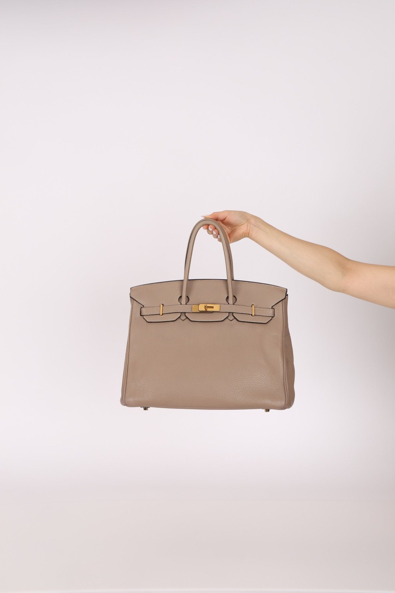 Hermès 2010 Gris Tourterelle Clemence Birkin 35 Retourne GHW - FashioNica