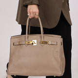 Hermès 2010 Gris Tourterelle Clemence Birkin 35 Retourne GHW - FashioNica