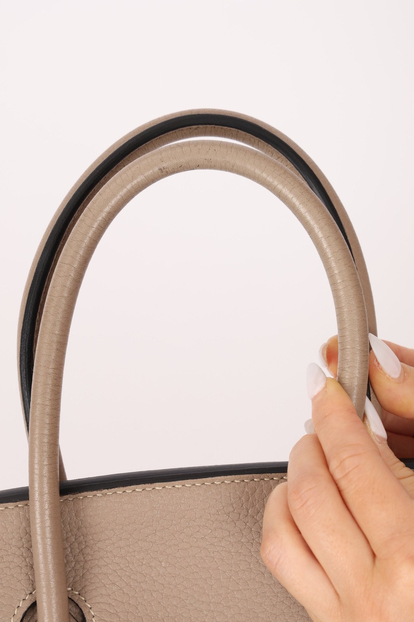 Hermès 2010 Gris Tourterelle Clemence Birkin 35 Retourne GHW - FashioNica