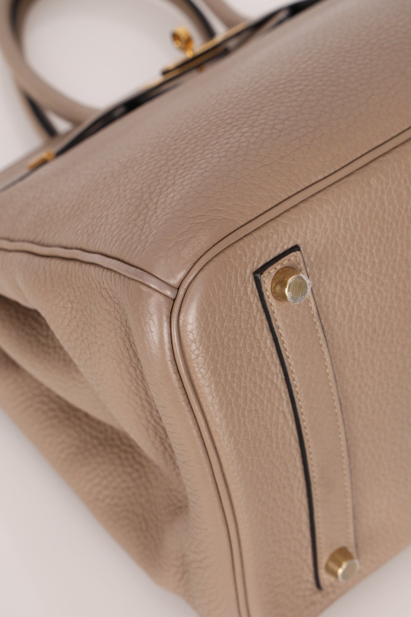 Hermès 2010 Gris Tourterelle Clemence Birkin 35 Retourne GHW - FashioNica