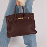 Hermes 2010 Havana Chèvre de Coromandel Birkin 35 Retourne GHW - FashioNica