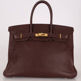 Hermes 2010 Havana Chèvre de Coromandel Birkin 35 Retourne GHW - FashioNica