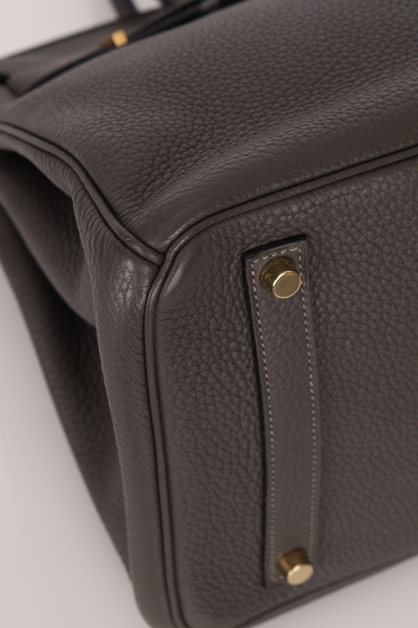 Hermès 2011 Gris Etain Clemence Retourne Birkin 35 GHW - FashioNica