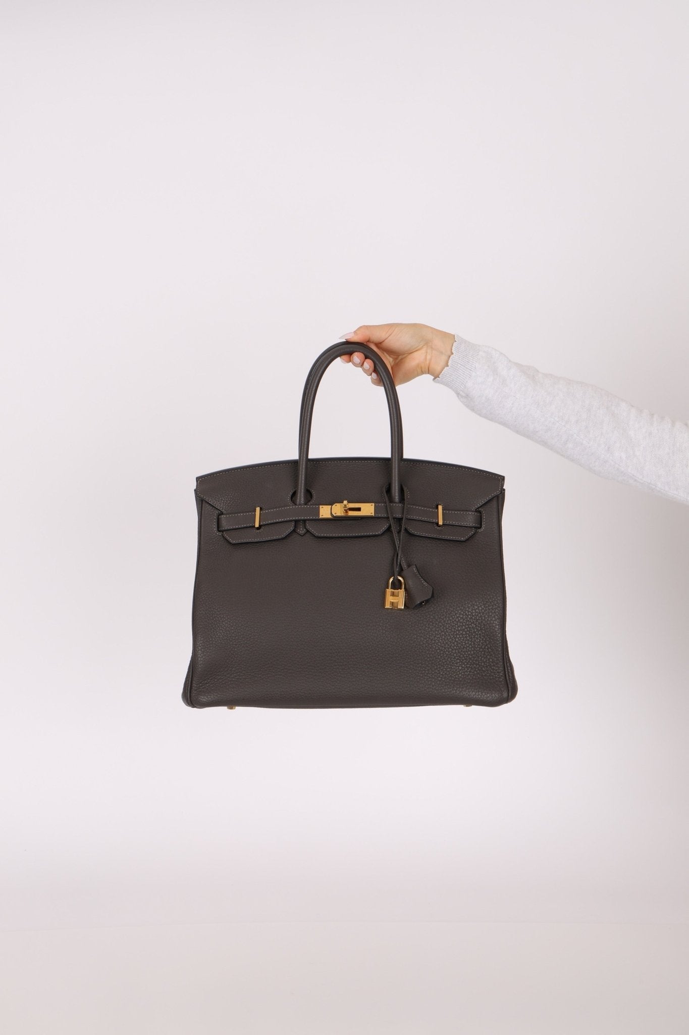 Hermès 2011 Gris Etain Clemence Retourne Birkin 35 GHW - FashioNica