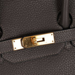 Hermès 2011 Gris Etain Clemence Retourne Birkin 35 GHW - FashioNica