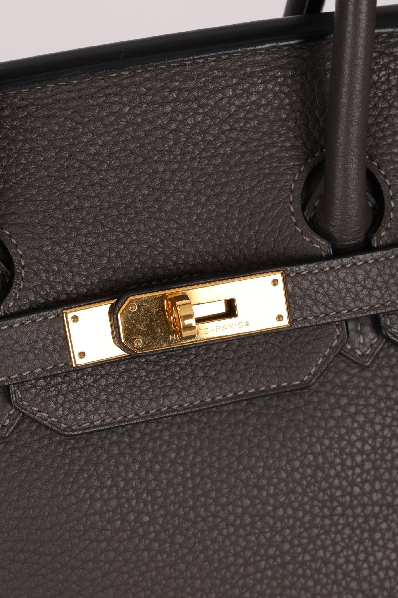 Hermès 2011 Gris Etain Clemence Retourne Birkin 35 GHW - FashioNica