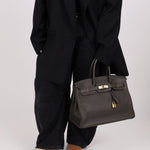 Hermès 2011 Gris Etain Clemence Retourne Birkin 35 GHW - FashioNica