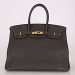 Hermès 2011 Gris Etain Clemence Retourne Birkin 35 GHW - FashioNica