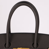 Hermès 2011 Gris Etain Clemence Retourne Birkin 35 GHW - FashioNica