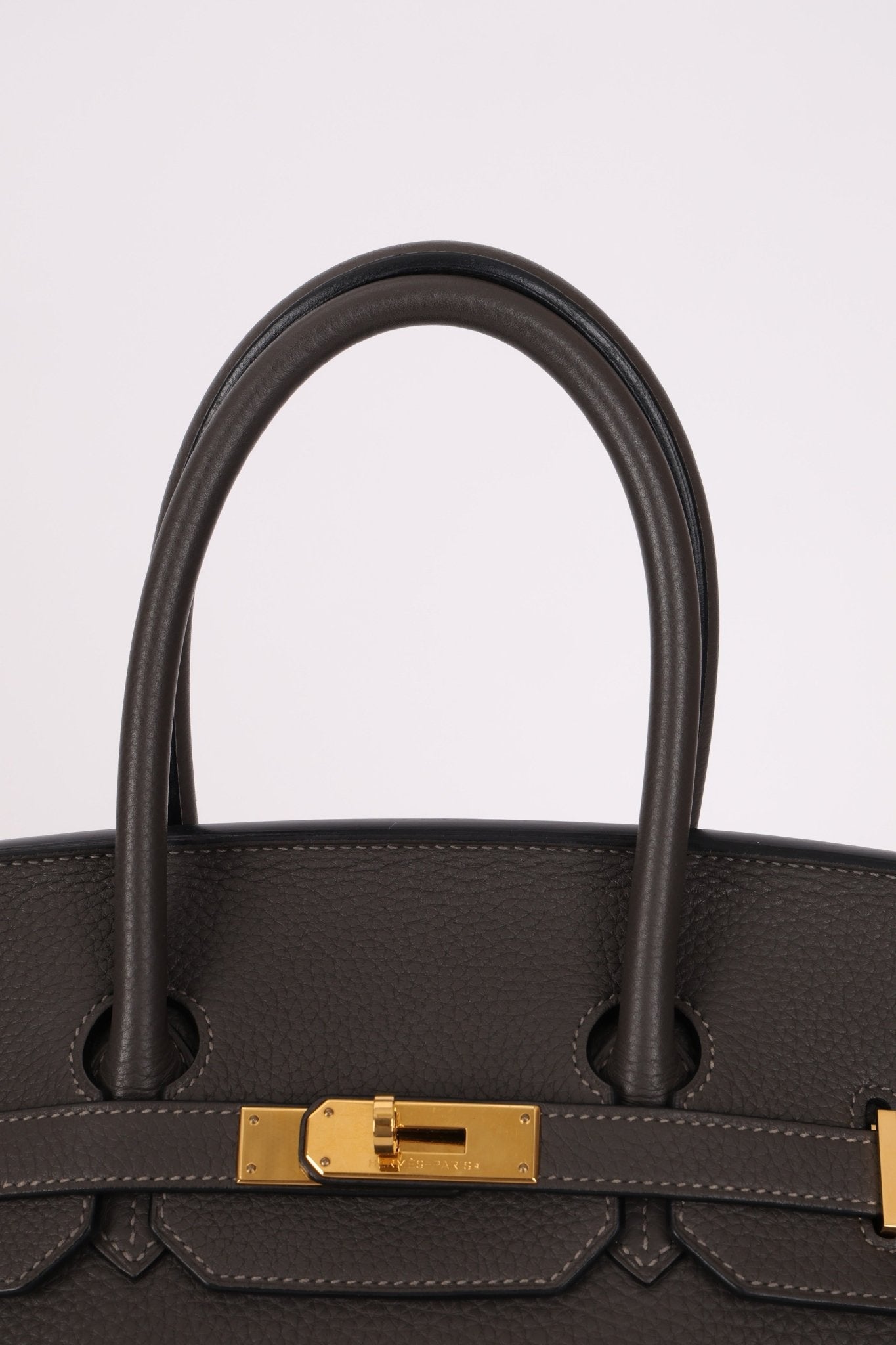 Hermès 2011 Gris Etain Clemence Retourne Birkin 35 GHW - FashioNica