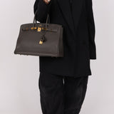 Hermès 2011 Gris Etain Clemence Retourne Birkin 35 GHW - FashioNica
