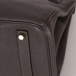 Hermès 2011 Gris Etain Clemence Retourne Birkin 35 GHW - FashioNica