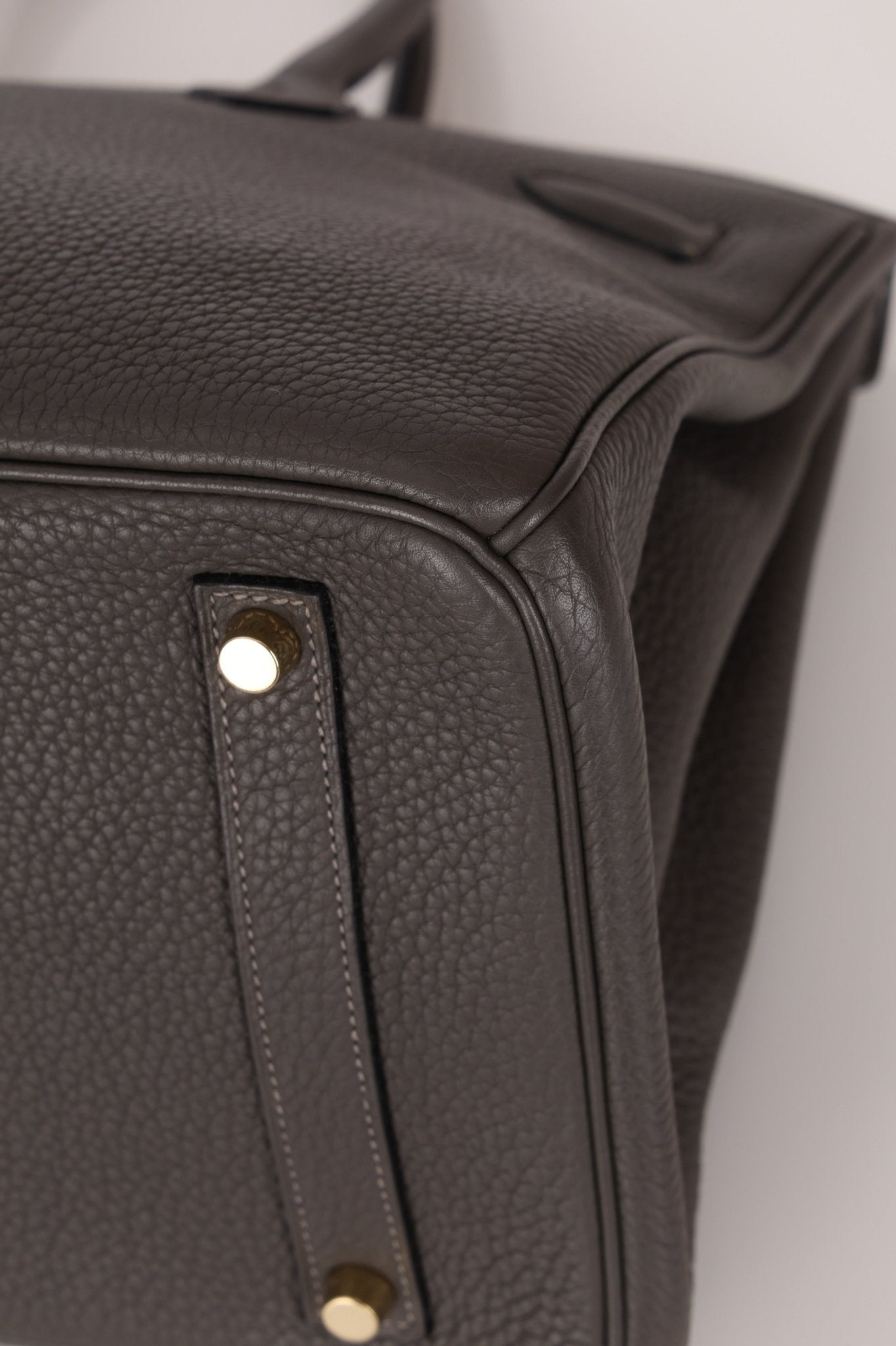 Hermès 2011 Gris Etain Clemence Retourne Birkin 35 GHW - FashioNica