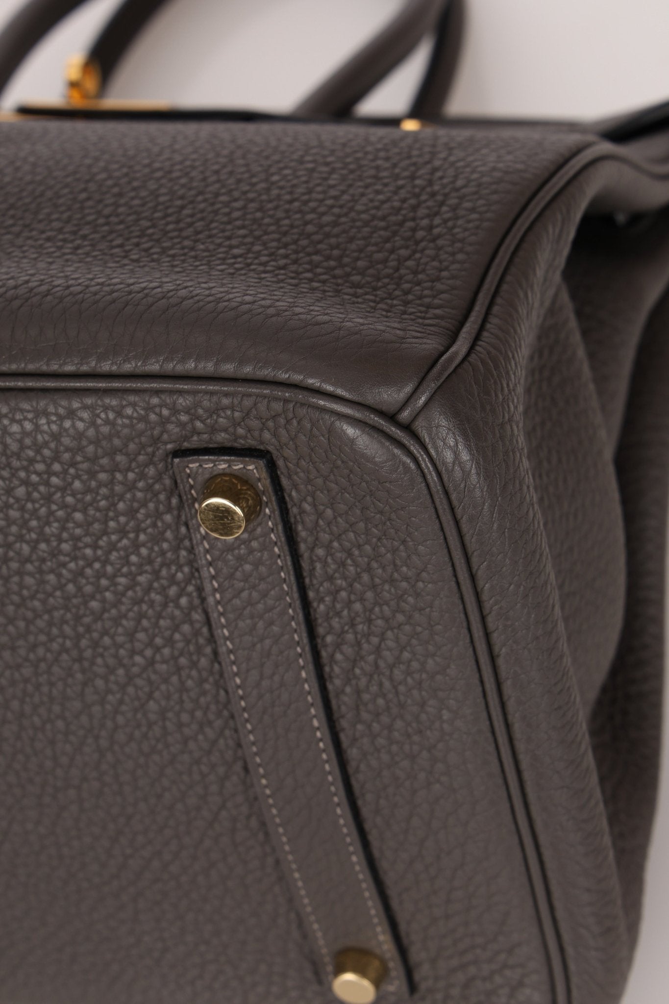 Hermès 2011 Gris Etain Clemence Retourne Birkin 35 GHW - FashioNica