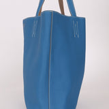 Hermès 2011 Mykonos Blue Gris Tourterelle Taurillon Clemence Double Sens 36 Reversible Tote - FashioNica