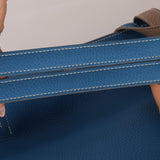 Hermès 2011 Mykonos Blue Gris Tourterelle Taurillon Clemence Double Sens 36 Reversible Tote - FashioNica