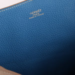 Hermès 2011 Mykonos Blue Gris Tourterelle Taurillon Clemence Double Sens 36 Reversible Tote - FashioNica