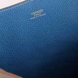 Hermès 2011 Mykonos Blue Gris Tourterelle Taurillon Clemence Double Sens 36 Reversible Tote - FashioNica