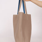 Hermès 2011 Mykonos Blue Gris Tourterelle Taurillon Clemence Double Sens 36 Reversible Tote - FashioNica