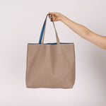 Hermès 2011 Mykonos Blue Gris Tourterelle Taurillon Clemence Double Sens 36 Reversible Tote - FashioNica