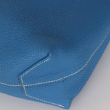 Hermès 2011 Mykonos Blue Gris Tourterelle Taurillon Clemence Double Sens 36 Reversible Tote - FashioNica