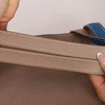 Hermès 2011 Mykonos Blue Gris Tourterelle Taurillon Clemence Double Sens 36 Reversible Tote - FashioNica