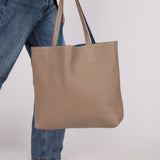 Hermès 2011 Mykonos Blue Gris Tourterelle Taurillon Clemence Double Sens 36 Reversible Tote - FashioNica