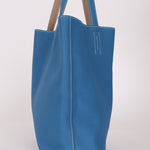Hermès 2011 Mykonos Blue Gris Tourterelle Taurillon Clemence Double Sens 36 Reversible Tote - FashioNica