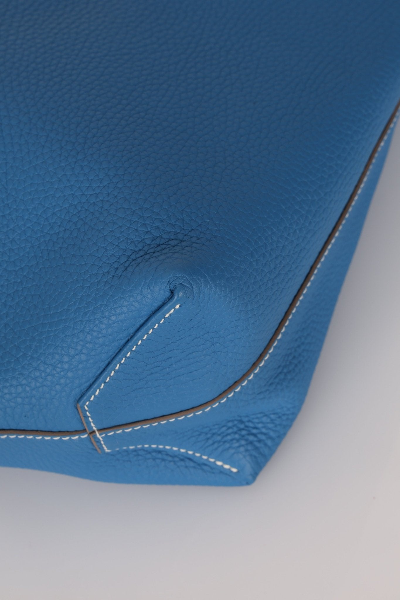 Hermès 2011 Mykonos Blue Gris Tourterelle Taurillon Clemence Double Sens 36 Reversible Tote - FashioNica