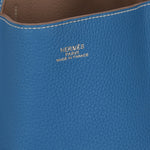 Hermès 2011 Mykonos Blue Gris Tourterelle Taurillon Clemence Double Sens 36 Reversible Tote - FashioNica