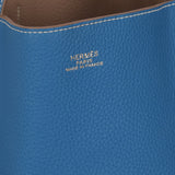 Hermès 2011 Mykonos Blue Gris Tourterelle Taurillon Clemence Double Sens 36 Reversible Tote - FashioNica