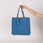 Hermès 2011 Mykonos Blue Gris Tourterelle Taurillon Clemence Double Sens 36 Reversible Tote - FashioNica