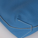 Hermès 2011 Mykonos Blue Gris Tourterelle Taurillon Clemence Double Sens 36 Reversible Tote - FashioNica