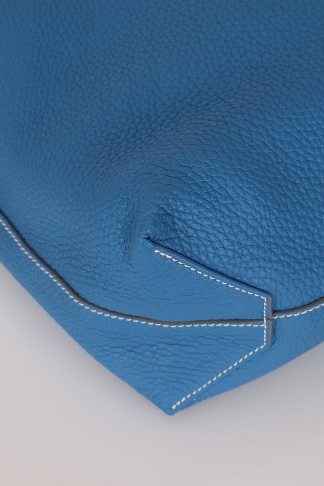 Hermès 2011 Mykonos Blue Gris Tourterelle Taurillon Clemence Double Sens 36 Reversible Tote - FashioNica