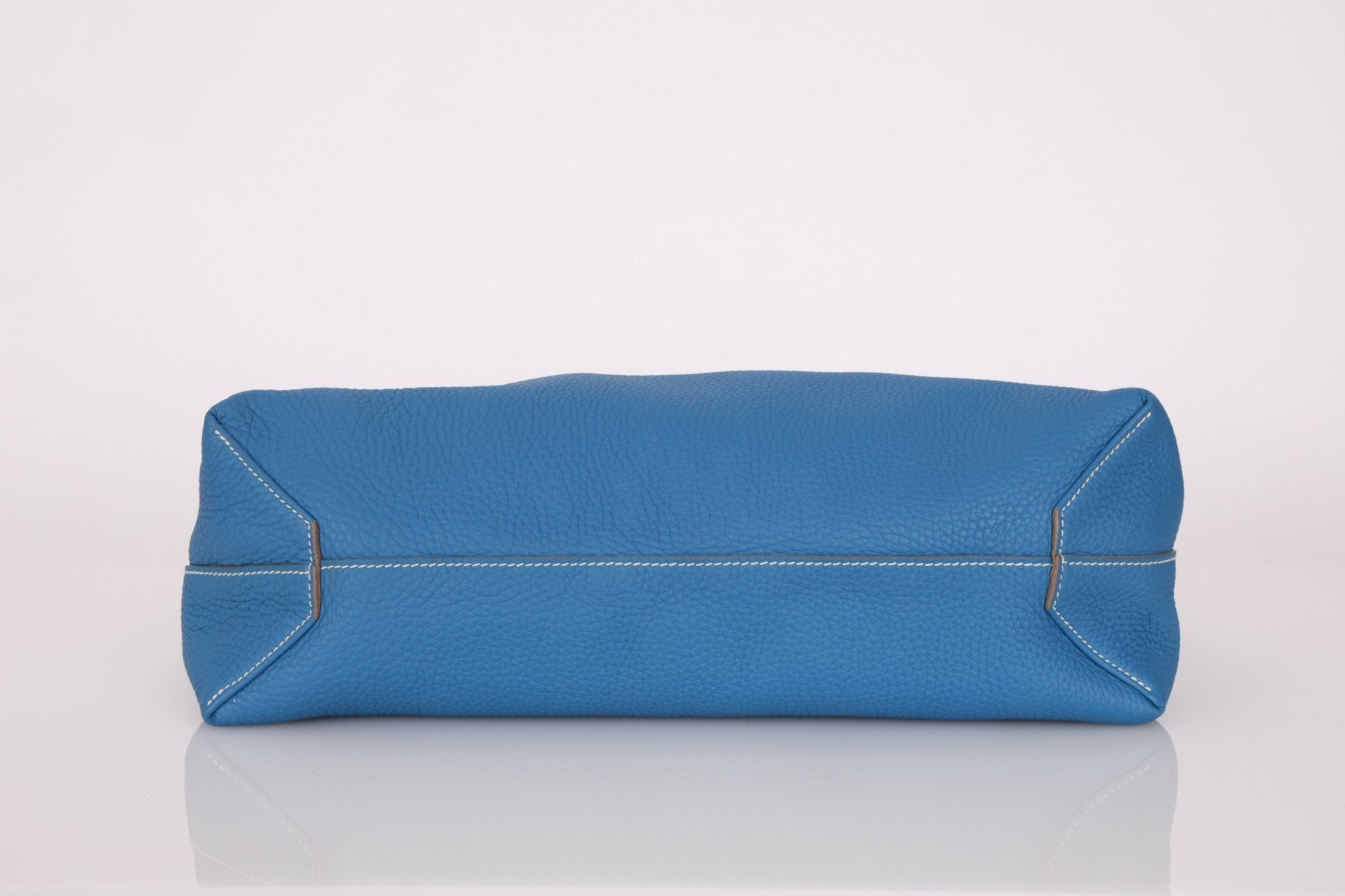 Hermès 2011 Mykonos Blue Gris Tourterelle Taurillon Clemence Double Sens 36 Reversible Tote - FashioNica