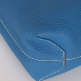 Hermès 2011 Mykonos Blue Gris Tourterelle Taurillon Clemence Double Sens 36 Reversible Tote - FashioNica