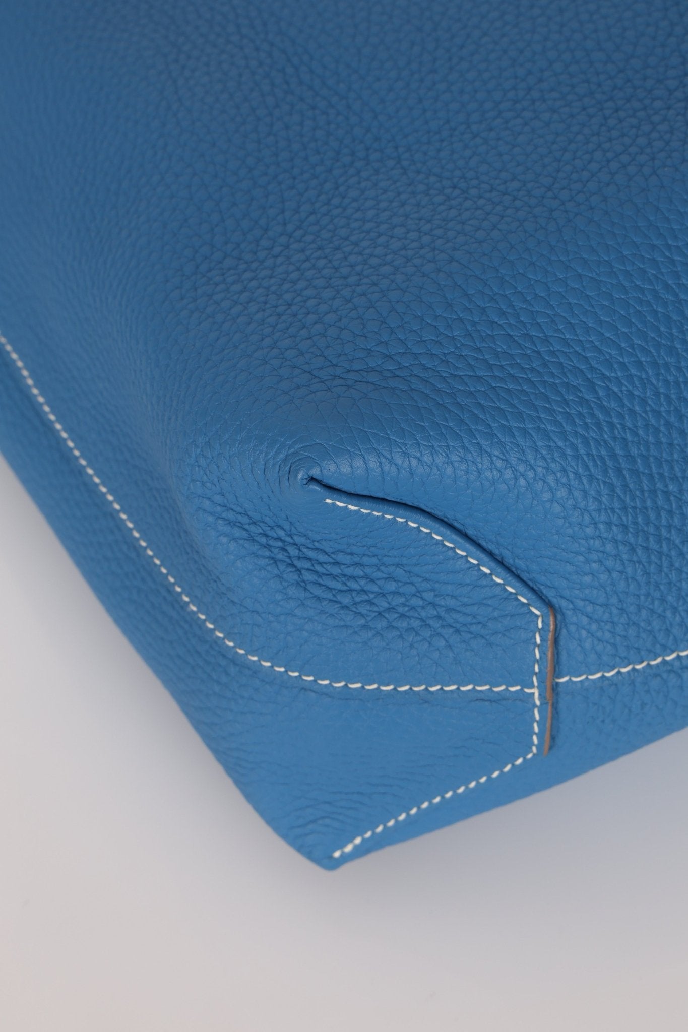 Hermès 2011 Mykonos Blue Gris Tourterelle Taurillon Clemence Double Sens 36 Reversible Tote - FashioNica