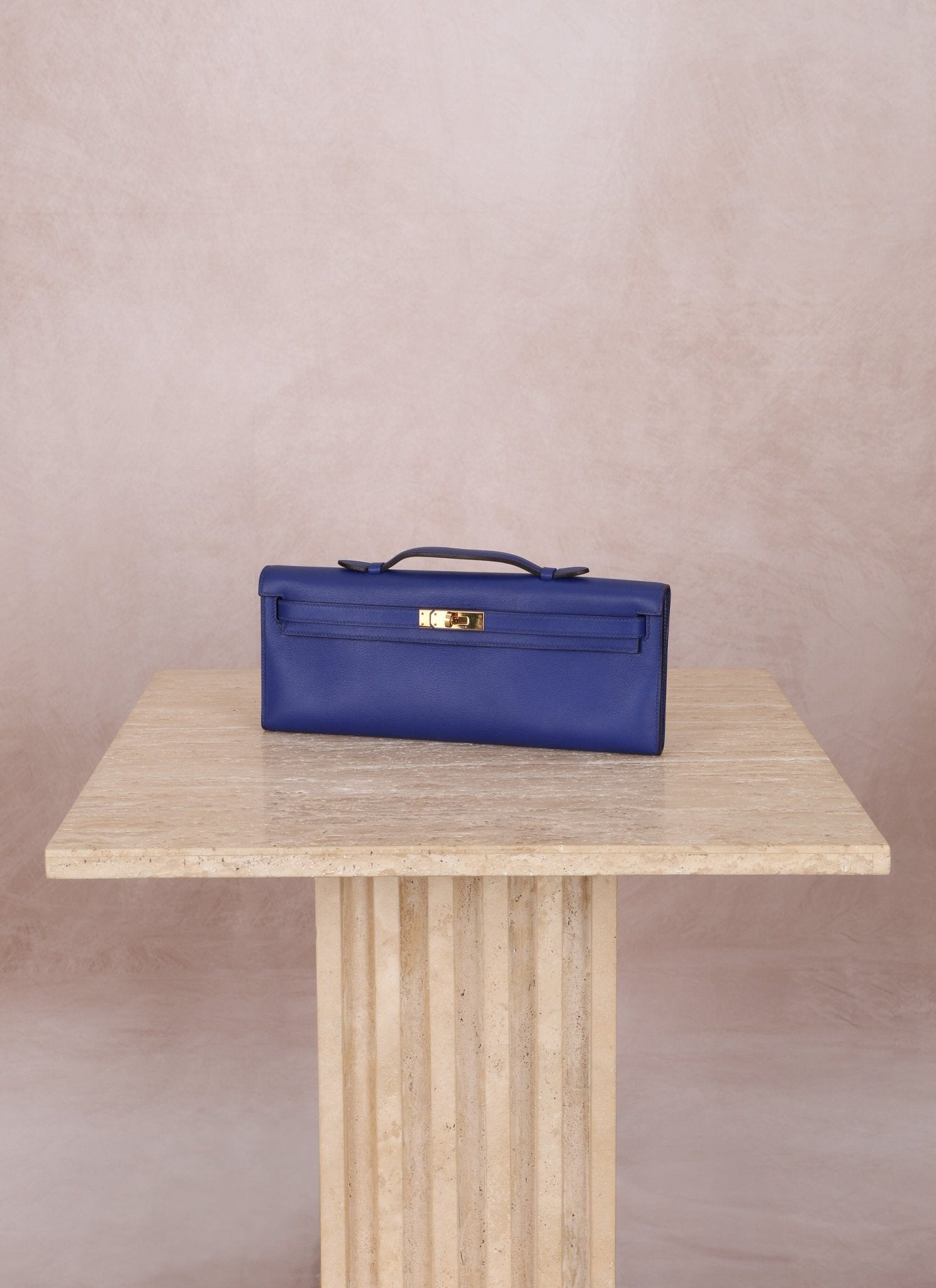 Hermes 2011 Swift Bleu Electrique Kelly Cut Clutch Pochette w/ GHW - FashioNica