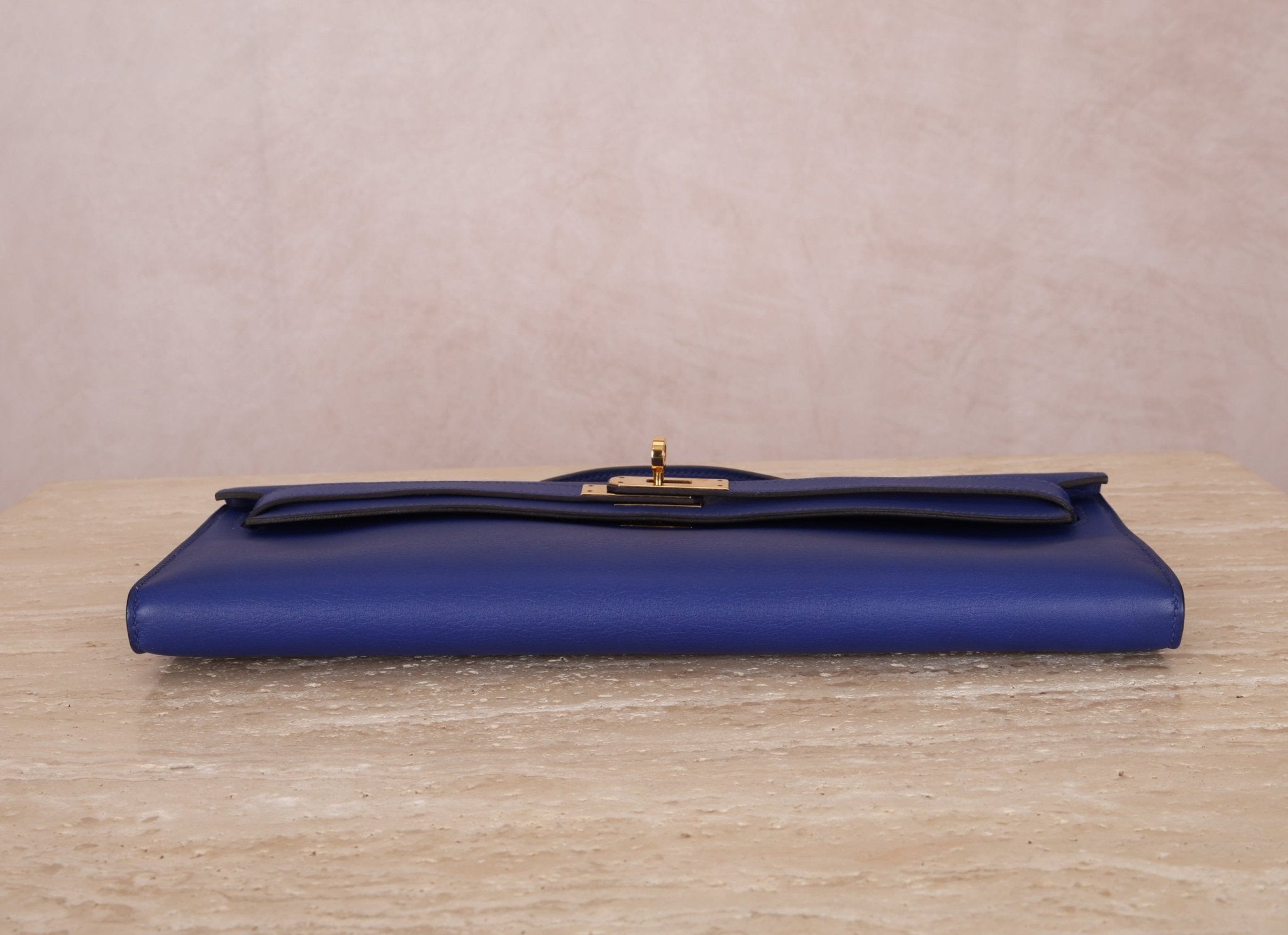 Hermes 2011 Swift Bleu Electrique Kelly Cut Clutch Pochette w/ GHW - FashioNica